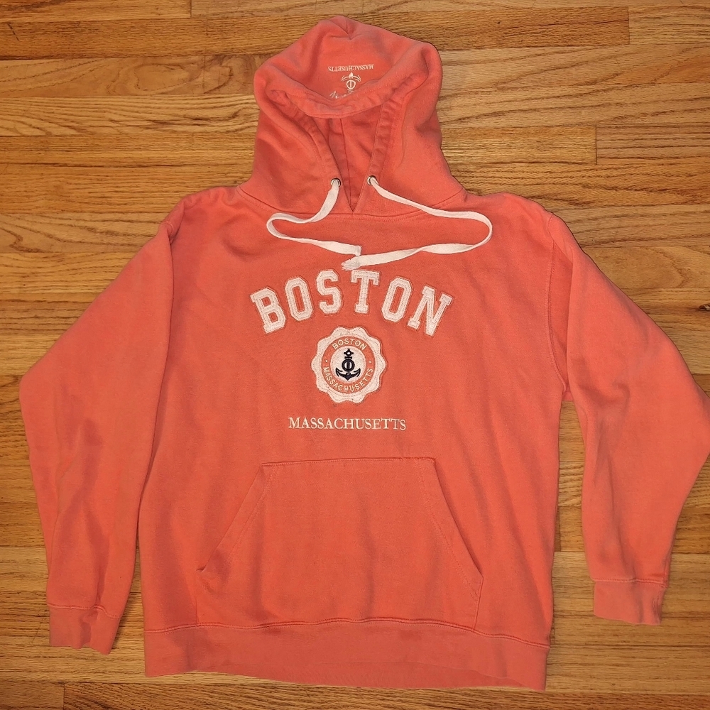Boston Massachusetts Hoodie Large Love Couture Sweatshirt Pockets Womens Casual‎